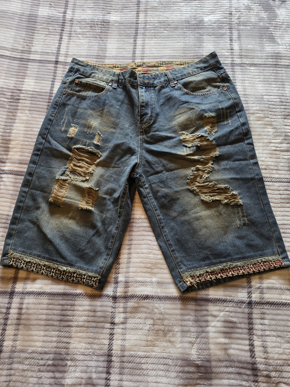 Men's Distressed Denim Shorts - Blue